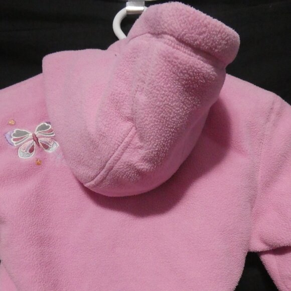 ADORABLE JR TOO | size 6 girls, kids | Pink Fleece Hooded Pea Coat | Butterflies - Picture 14 of 16